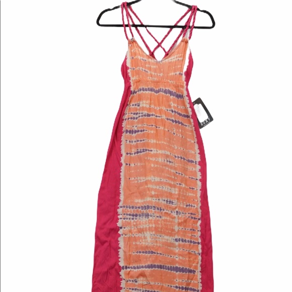 NWT Roxy XS pink criss cross maxi dress - Picture 1 of 4